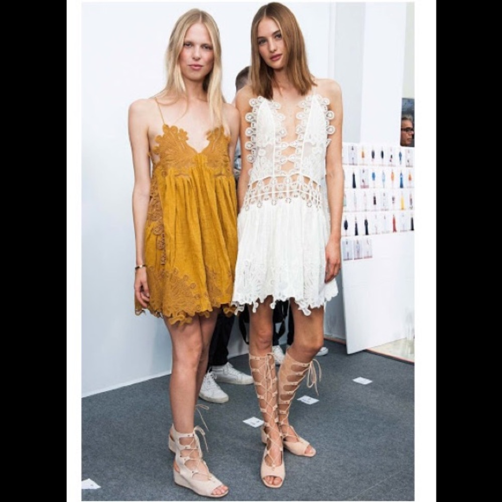 Chloe Caged Sandals Laces Suede Wedge Foster 8.5